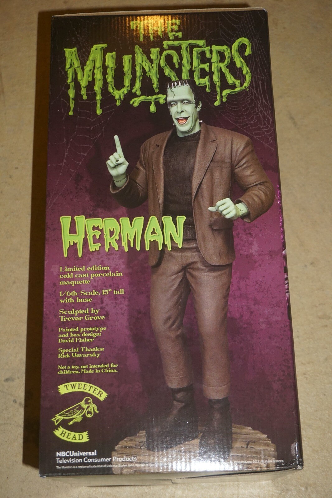 The Munsters Tweeter Head Herman Maquette Color Statue Figure NEW in Box