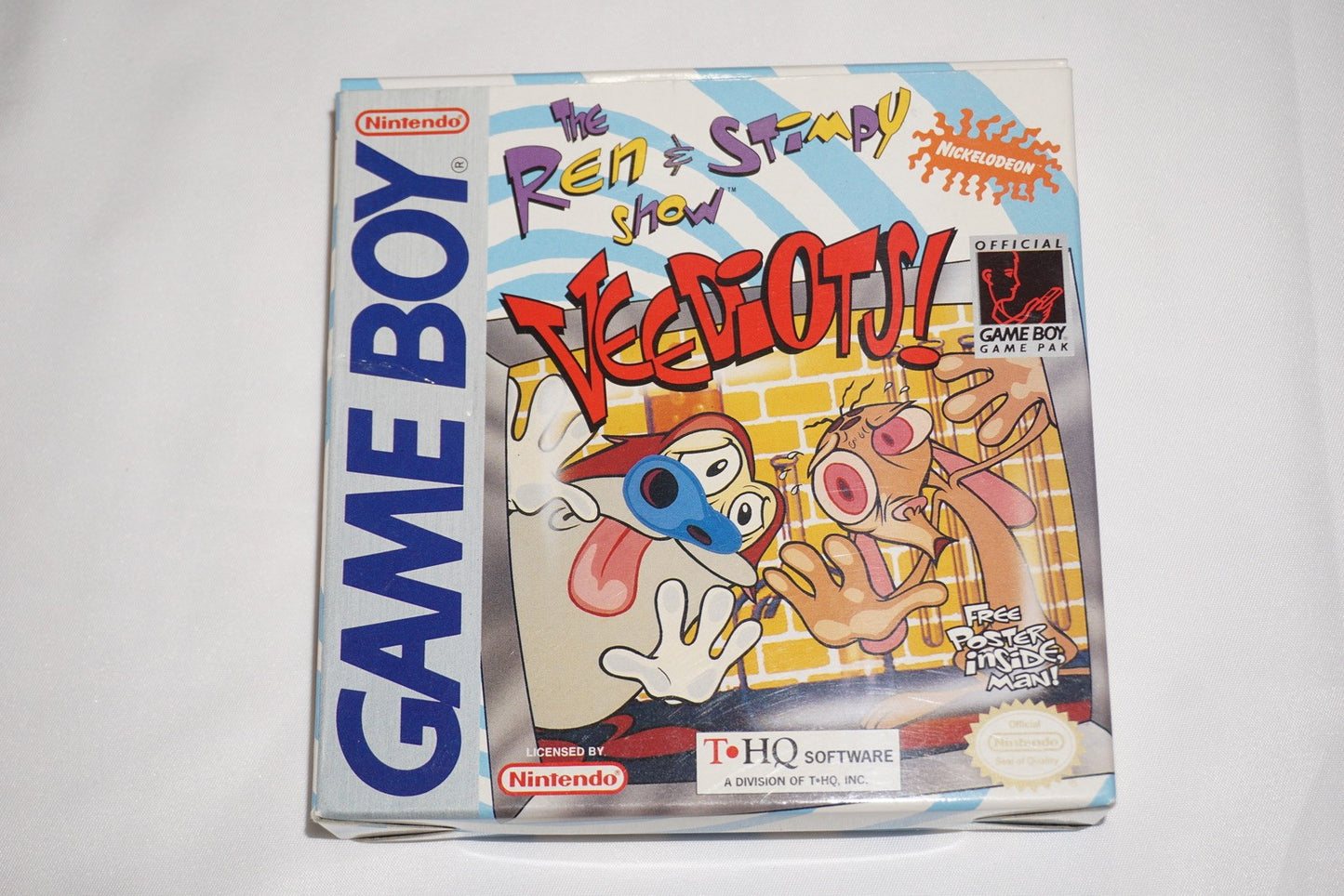 Ren & Stimpy Veediots (Nintendo Game Boy Gameboy) Complete in Box w/ Poster CIB