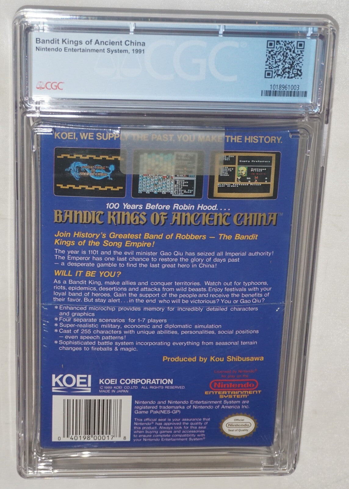 Bandit Kings of Ancient China (Nintendo NES) CGC 9.4 A+ NEW Sealed