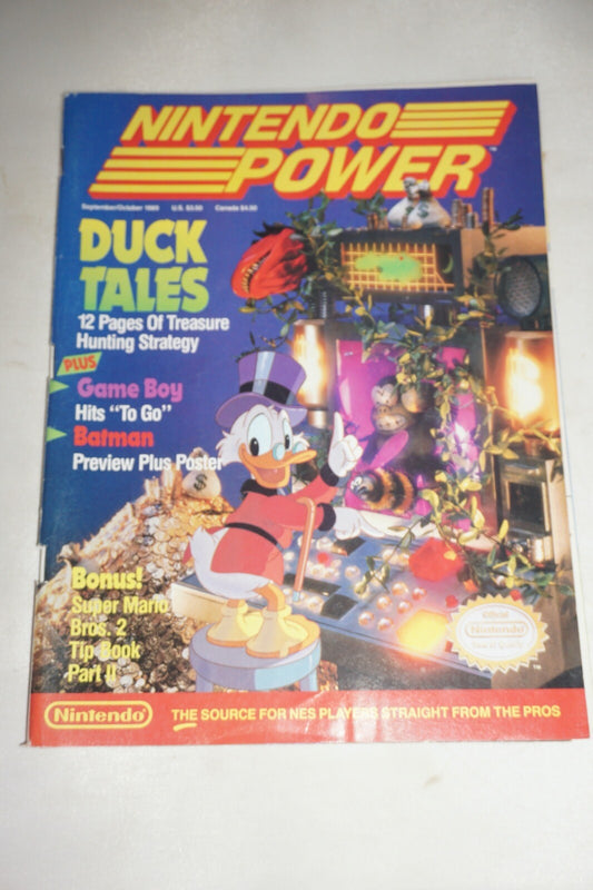 September/October 1989 Nintendo Power Magazine #1 Poster Mario Tips