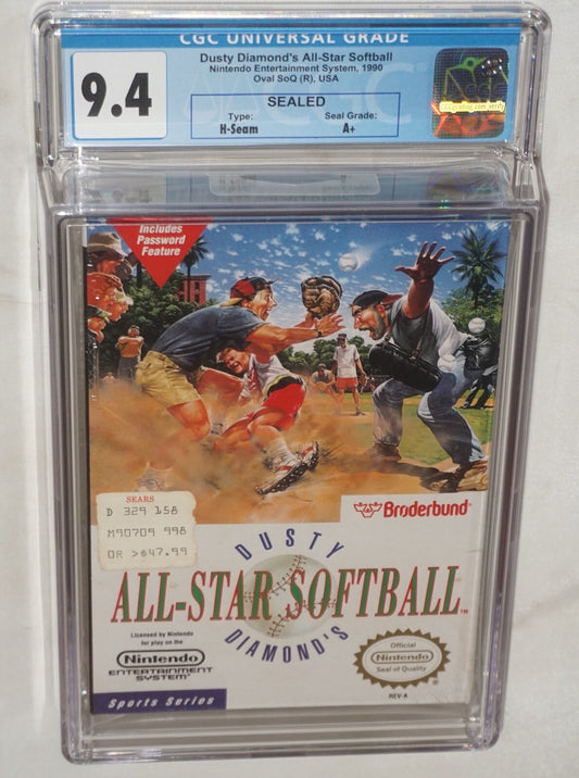 Dusty Diamond’s All Star Softball (Nintendo NES) CGC 9.4 A+ NEW Sealed