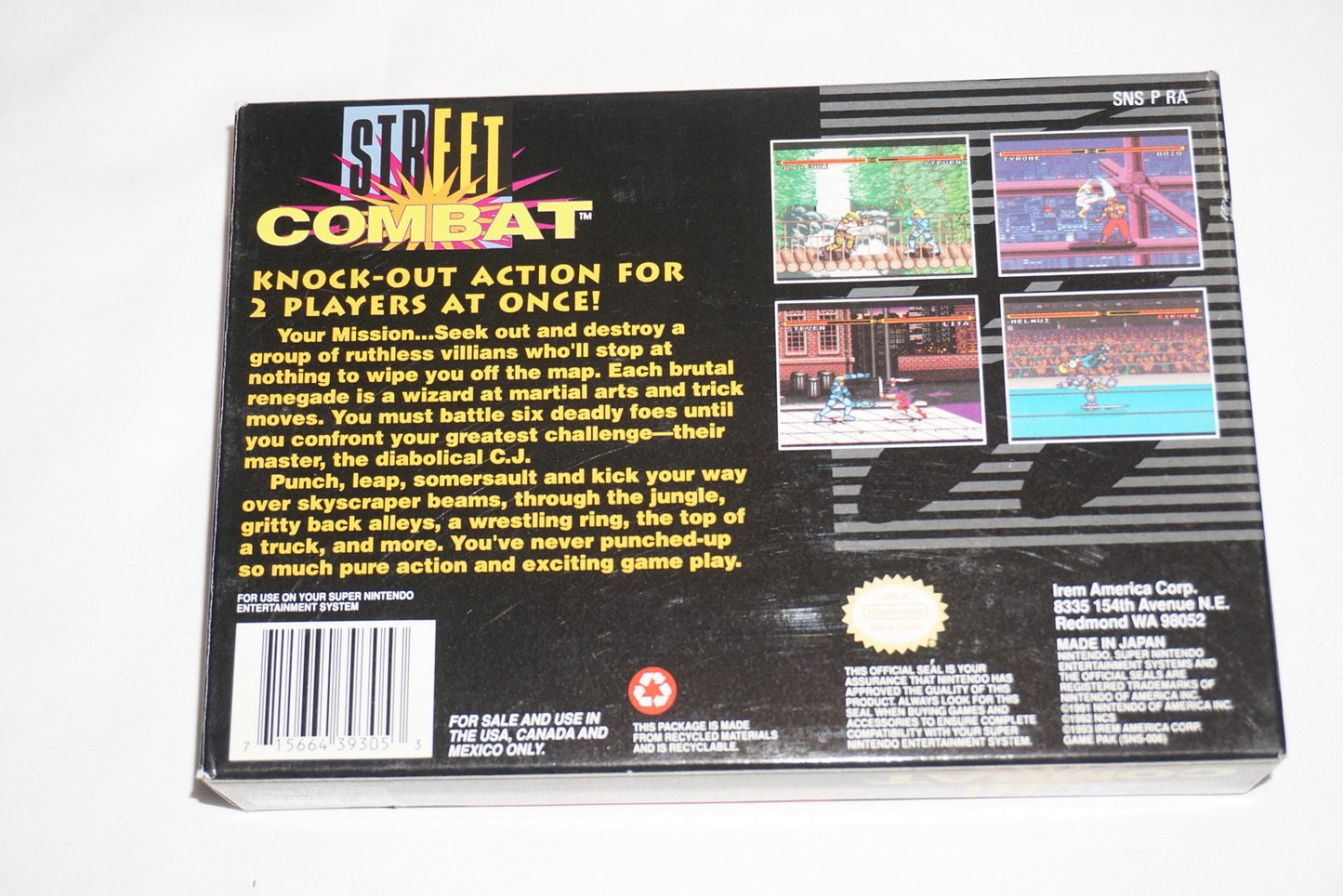 Street Combat (Super Nintendo SNES) Complete in Box CIB