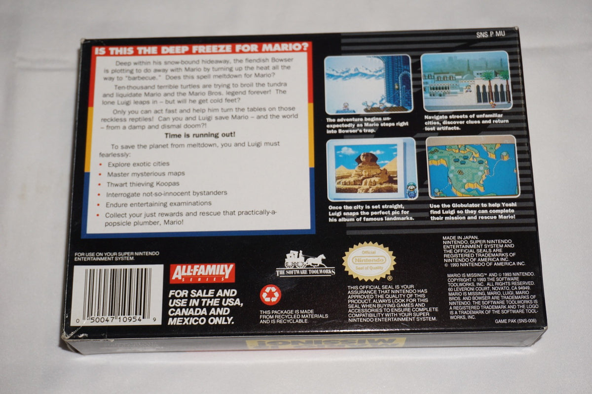 Mario is Missing (Super Nintendo SNES) Complete in Box CIB
