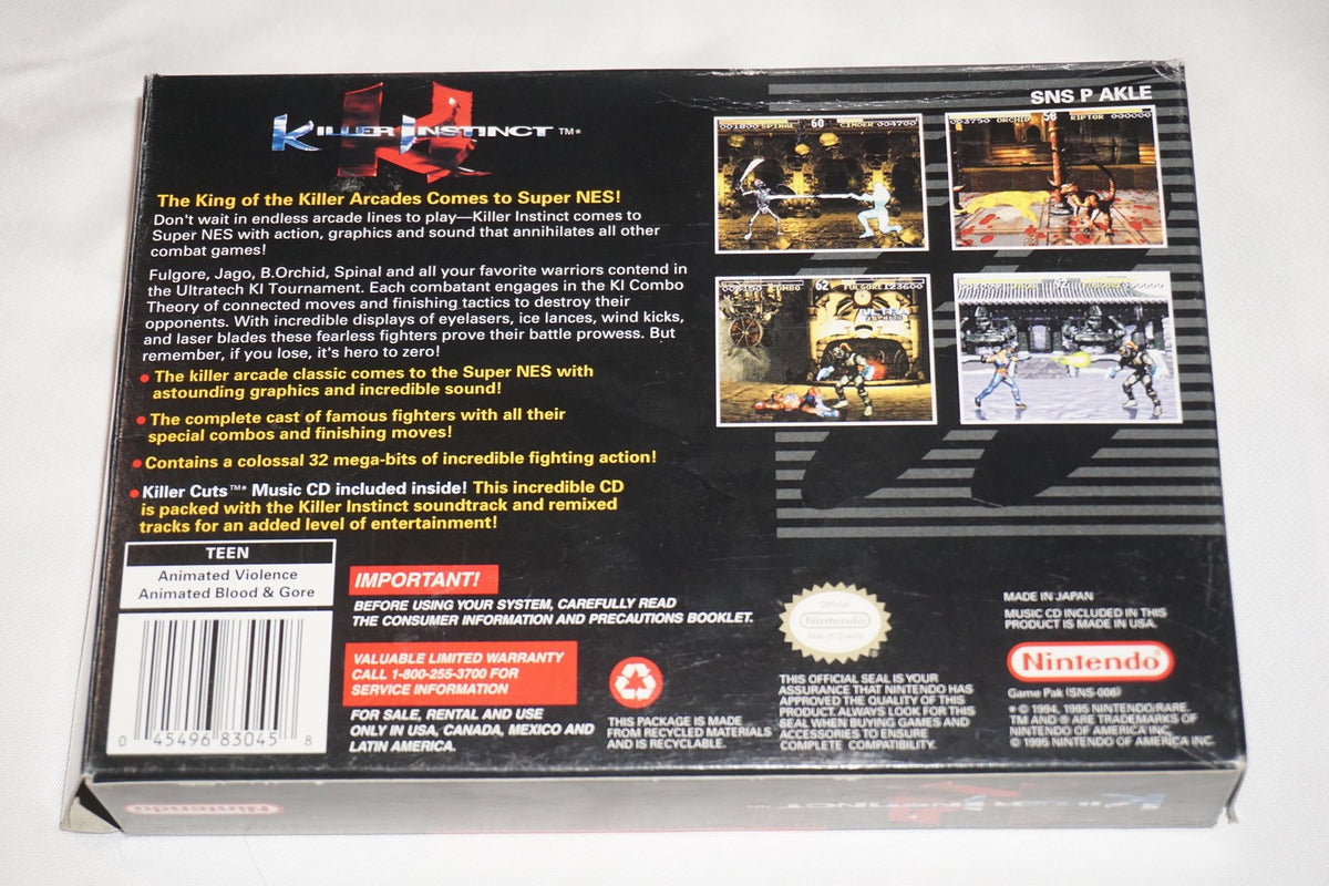 Killer Instinct (Super Nintendo SNES) Complete in Box CIB