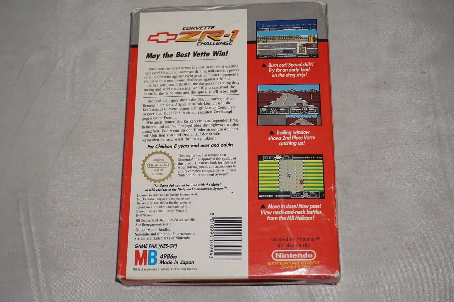 Corvette Zr-1 Challenge (Nintendo NES) Complete in Box CIB PAL B