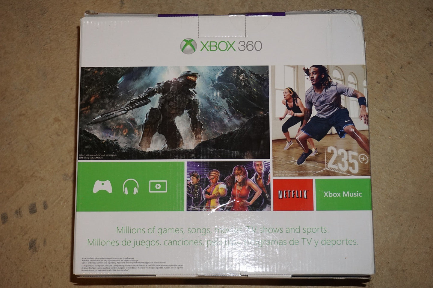 Black Microsoft Xbox 360 4 gb E System Console NEW Sealed Kinect Adventures