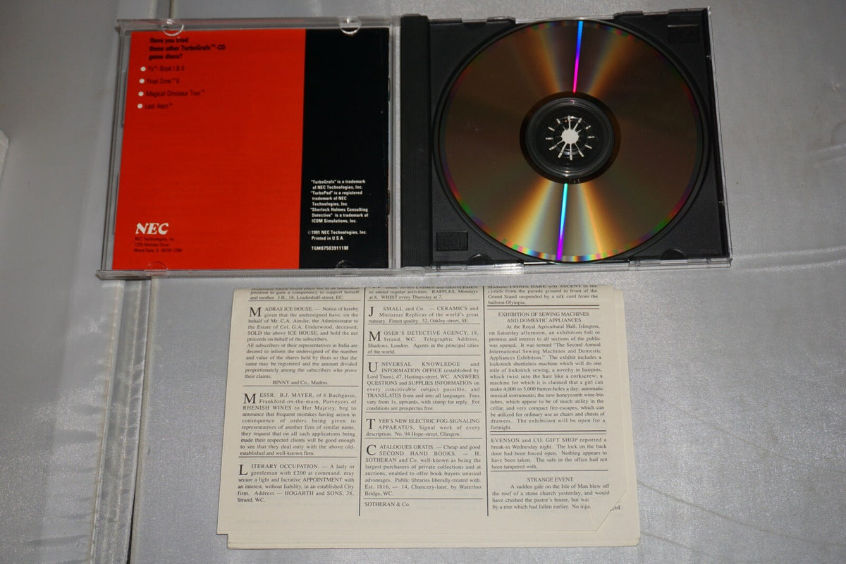 Sherlock Holmes: Consulting Detective (Turbo Grafx CD) Complete in Box CIB