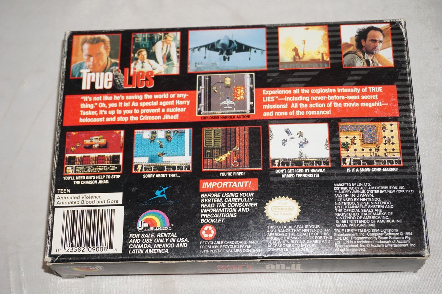 True Lies (Super Nintendo SNES) Complete in Box CIB