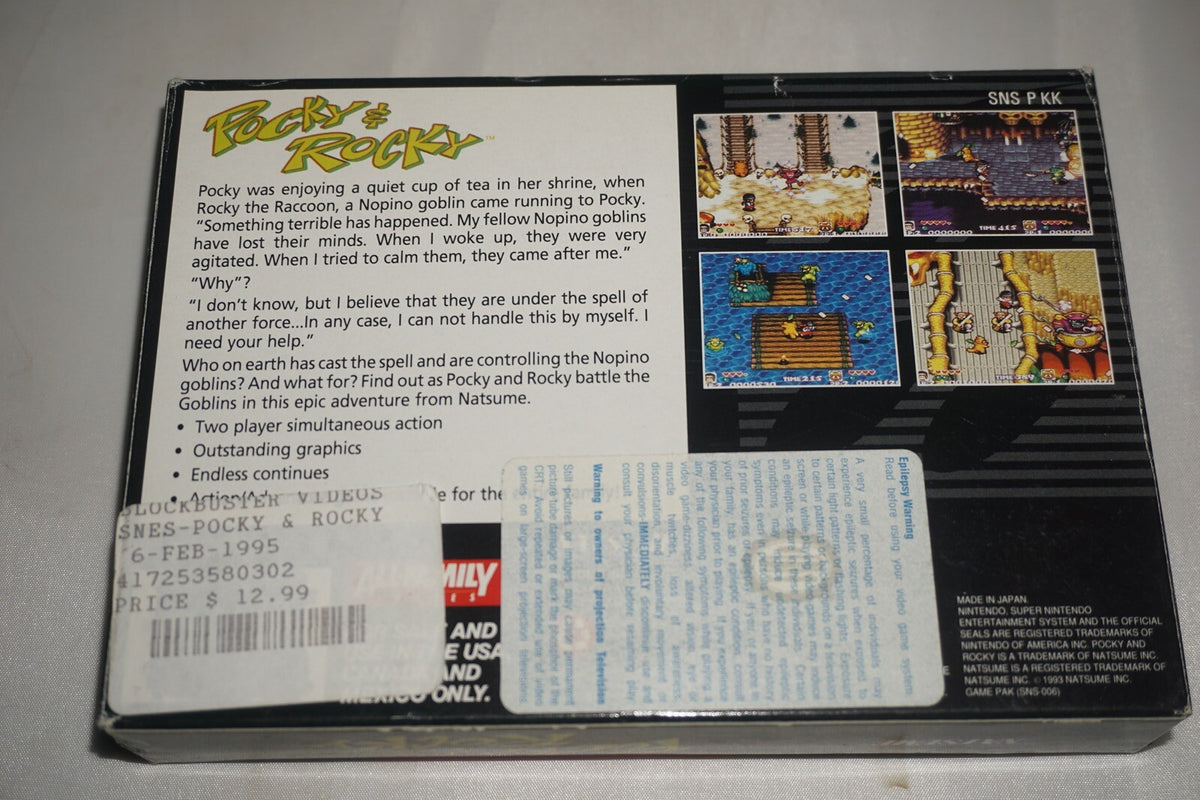 Pocky & Rocky 1 (Super Nintendo SNES) Complete in Box CIB