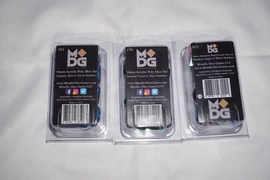 Mdg 16mm Acrylic Poly Dice Set Of 3 181 178 032 x3 Dice Set Lot NEW