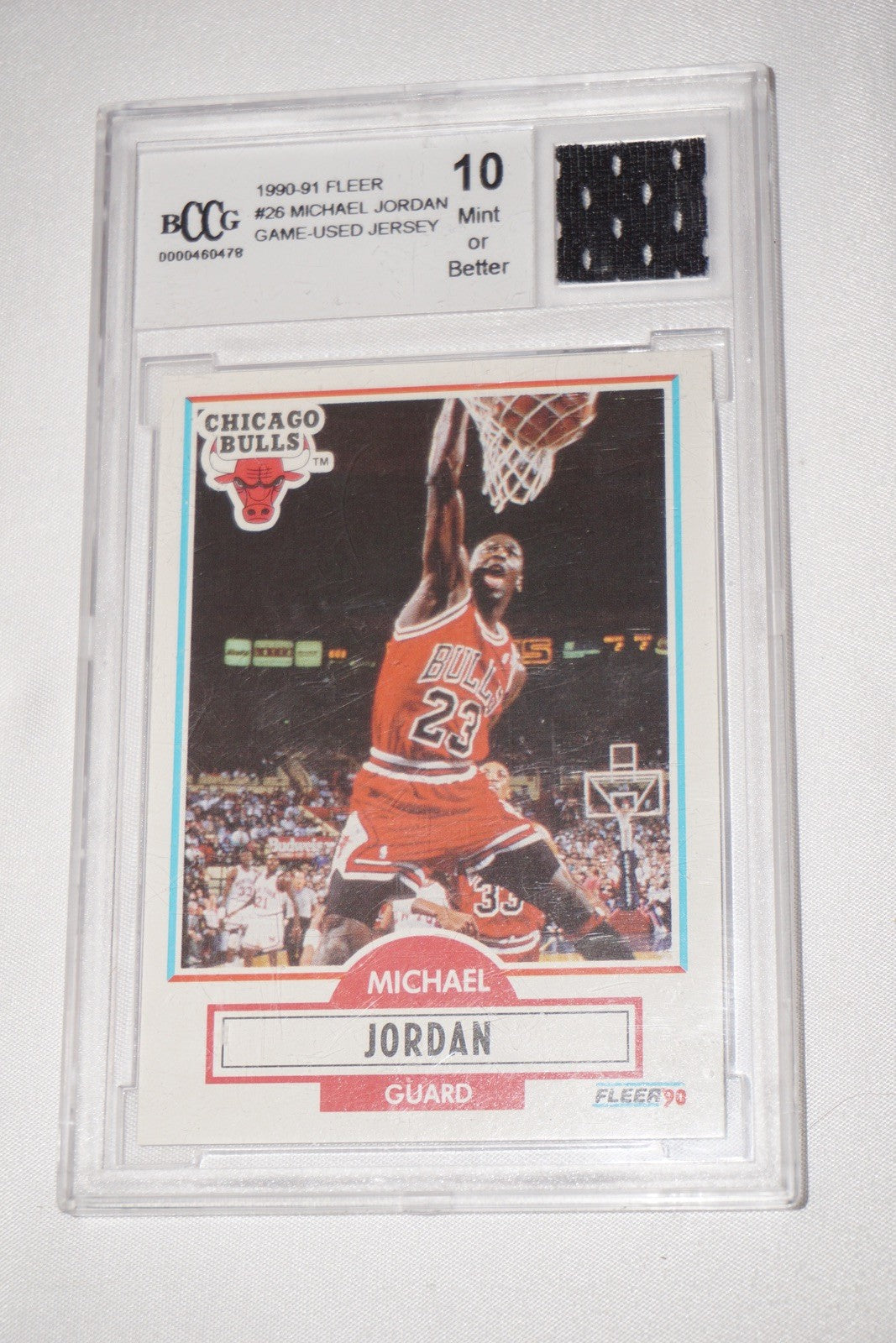 1990-91 Fleer #26 Michael Jordan Game Used Jersey BCCG 10