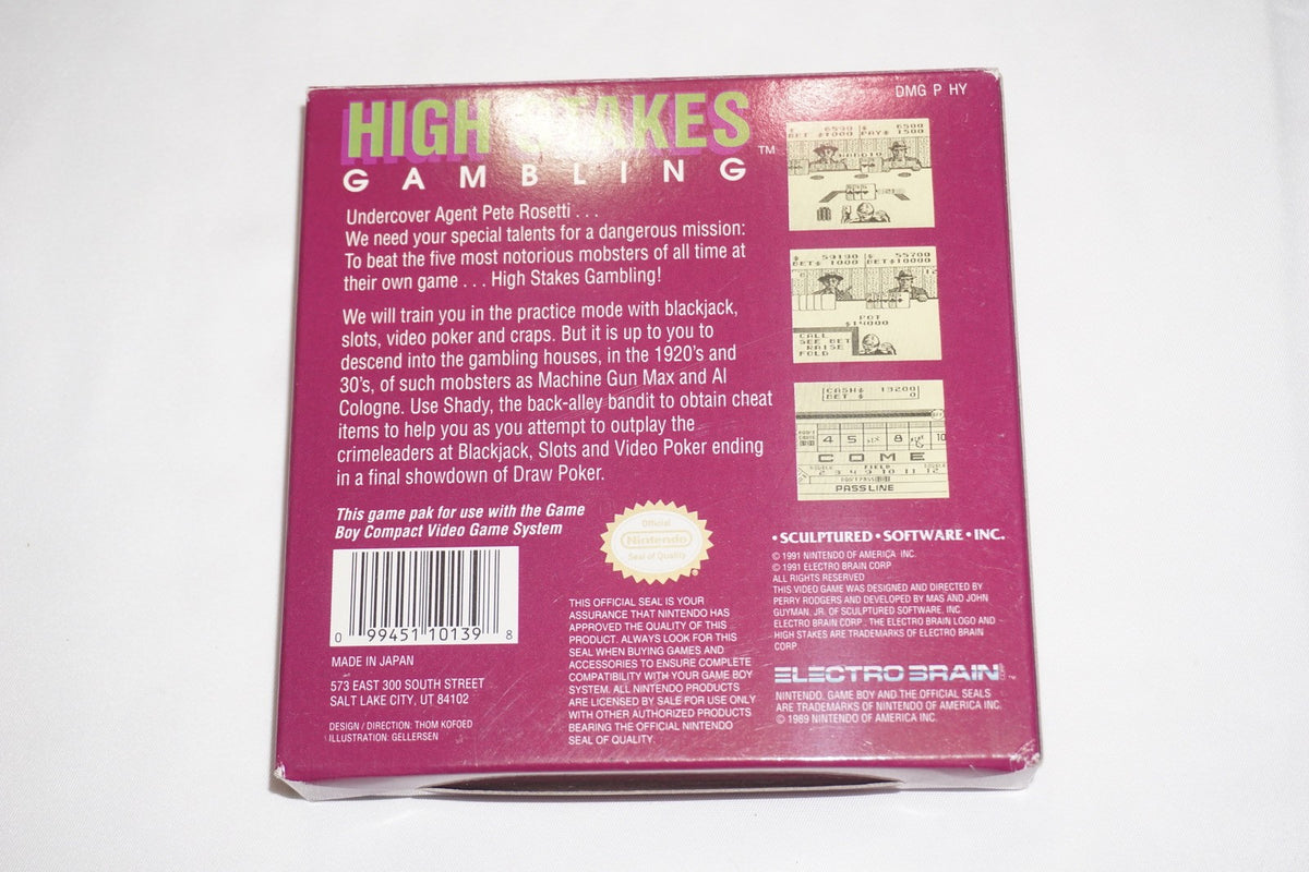 High Stakes Gambling (Nintendo Game Boy Gameboy) Complete in Box w/ Reg CIB