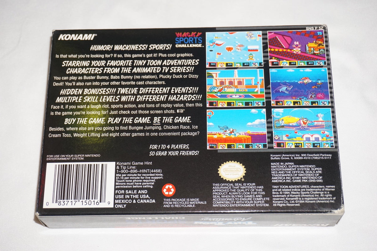 Tiny Toon Wacky Sports Challenge (Super Nintendo SNES) Complete w/ Reg CIB