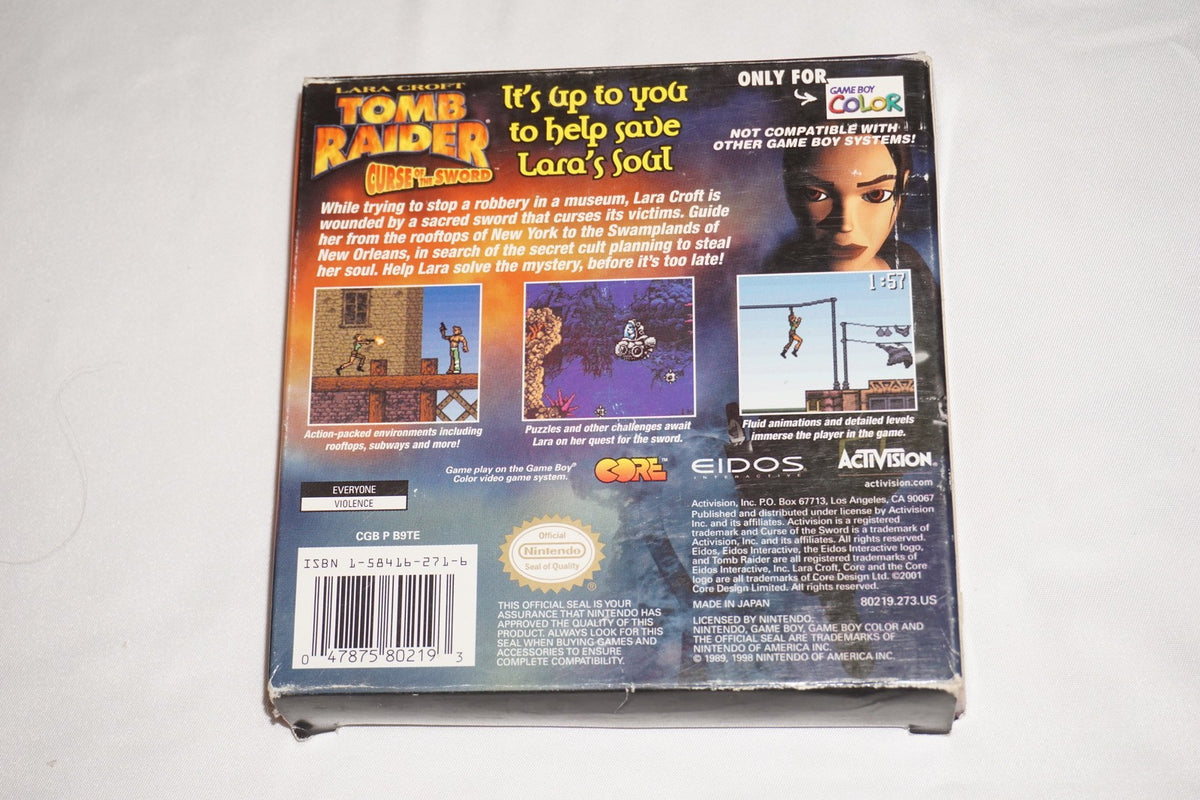 Tomb Raider Curse of the Sword (Game Boy Color GameBoy) Complete in Box CIB