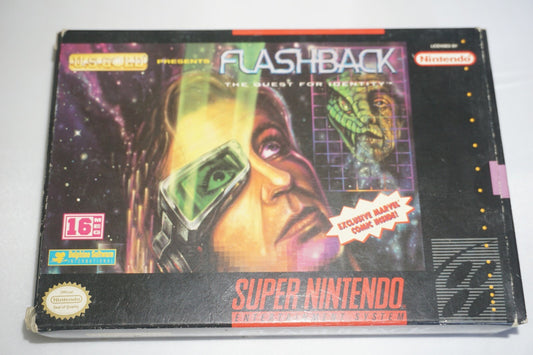 Flashback Quest for Identity (Super Nintendo SNES) Complete Reg Poster GREAT
