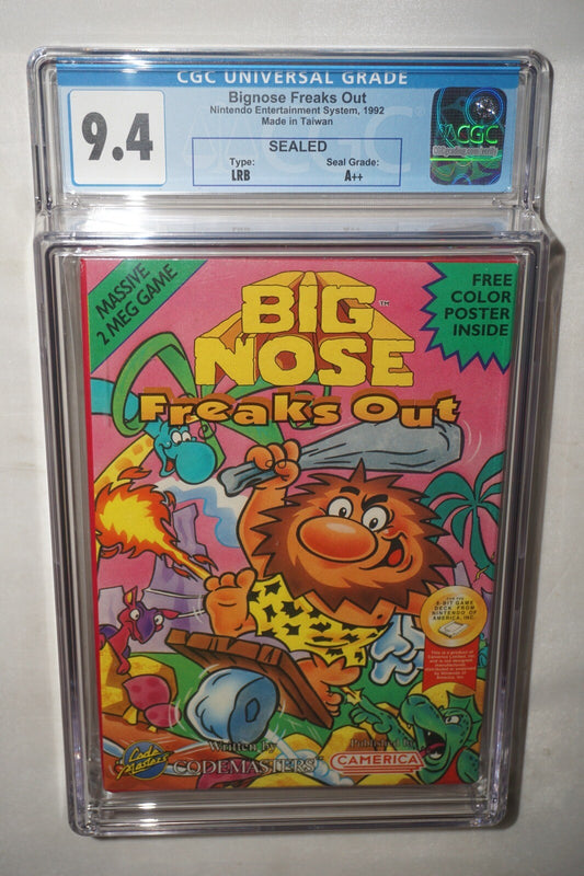 Big Nose Freaks Out (Nintendo NES) CGC 9.4 A++ NEW Sealed