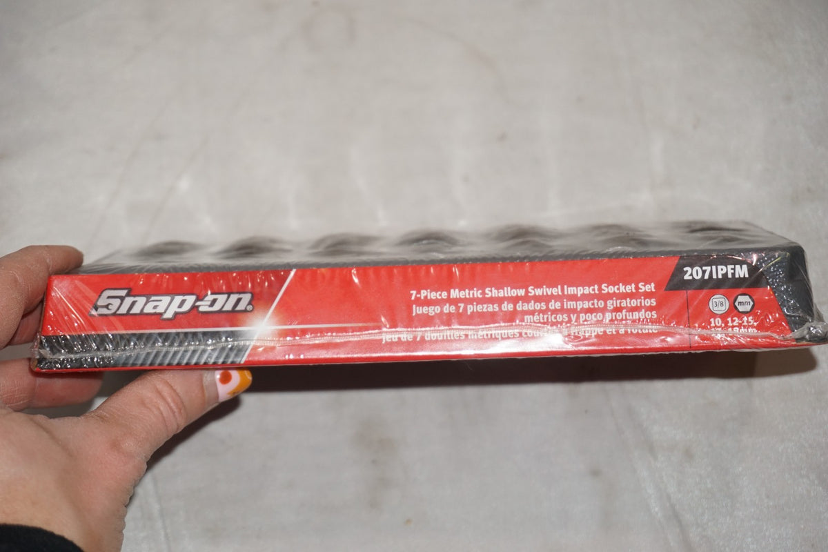 Snap On 7 pc 3/8" Metric Shallow Swivel Impact Socket Set 207ipfm NEW Sealed