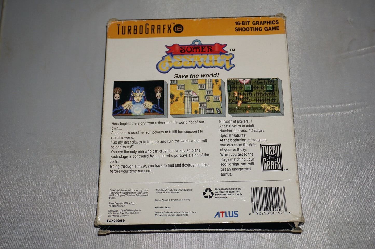 Somer Assault (Turbo Grafx 16 tg16) Complete in Box CIB Turbografx
