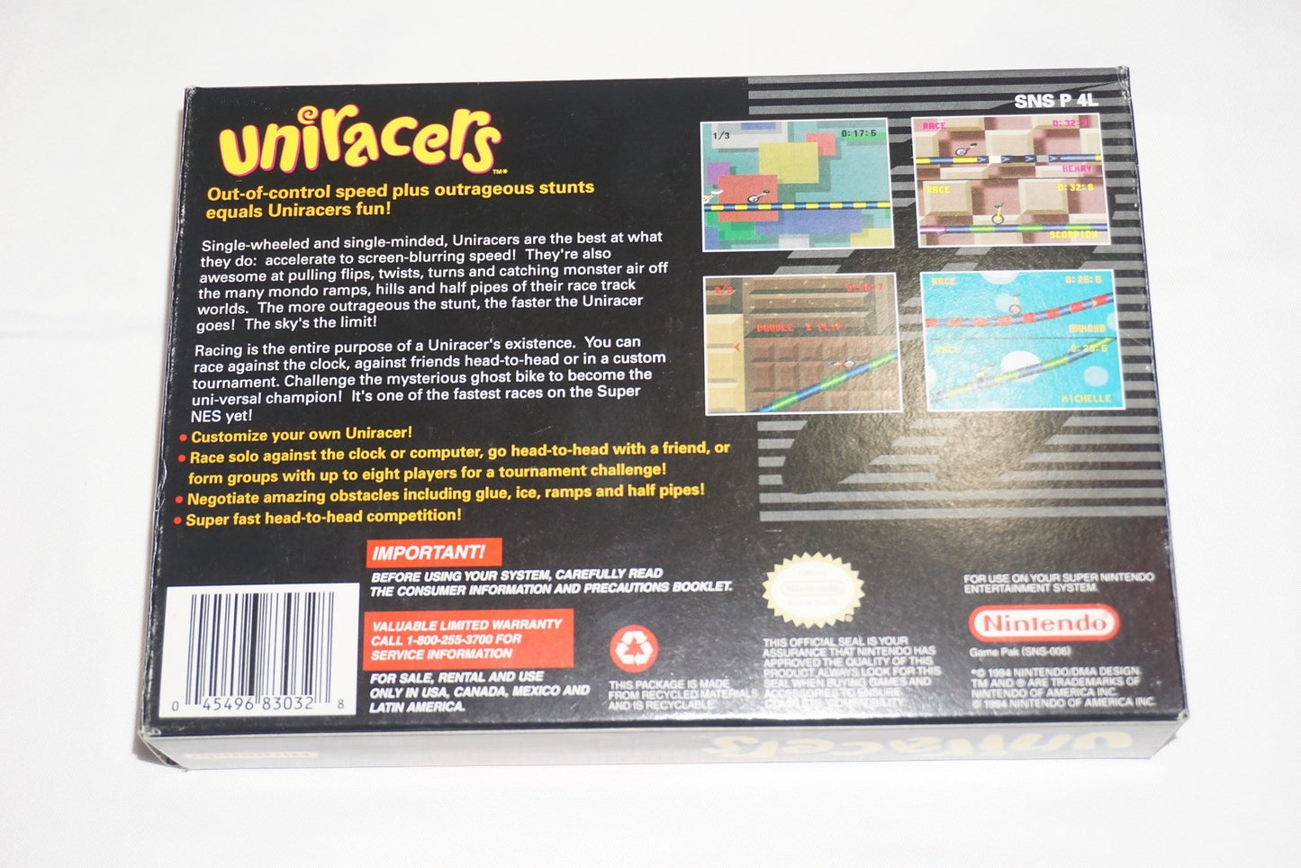 Uniracers (Super Nintendo SNES) Complete in Box w/ Poster CIB