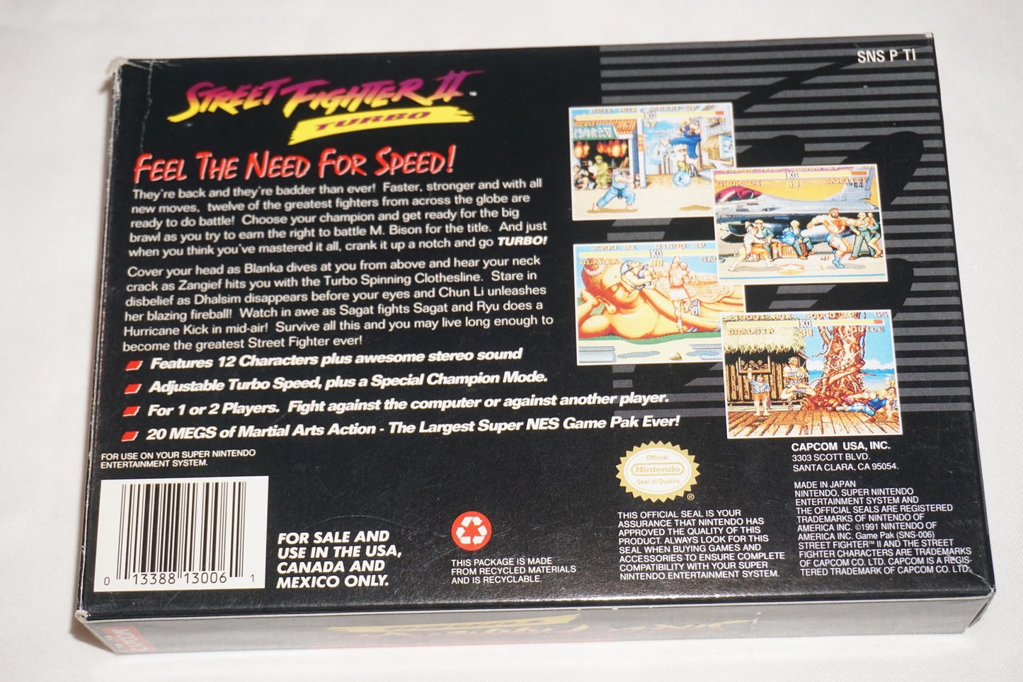 Street Fighter II Turbo (Super Nintendo SNES) Complete in Box CIB