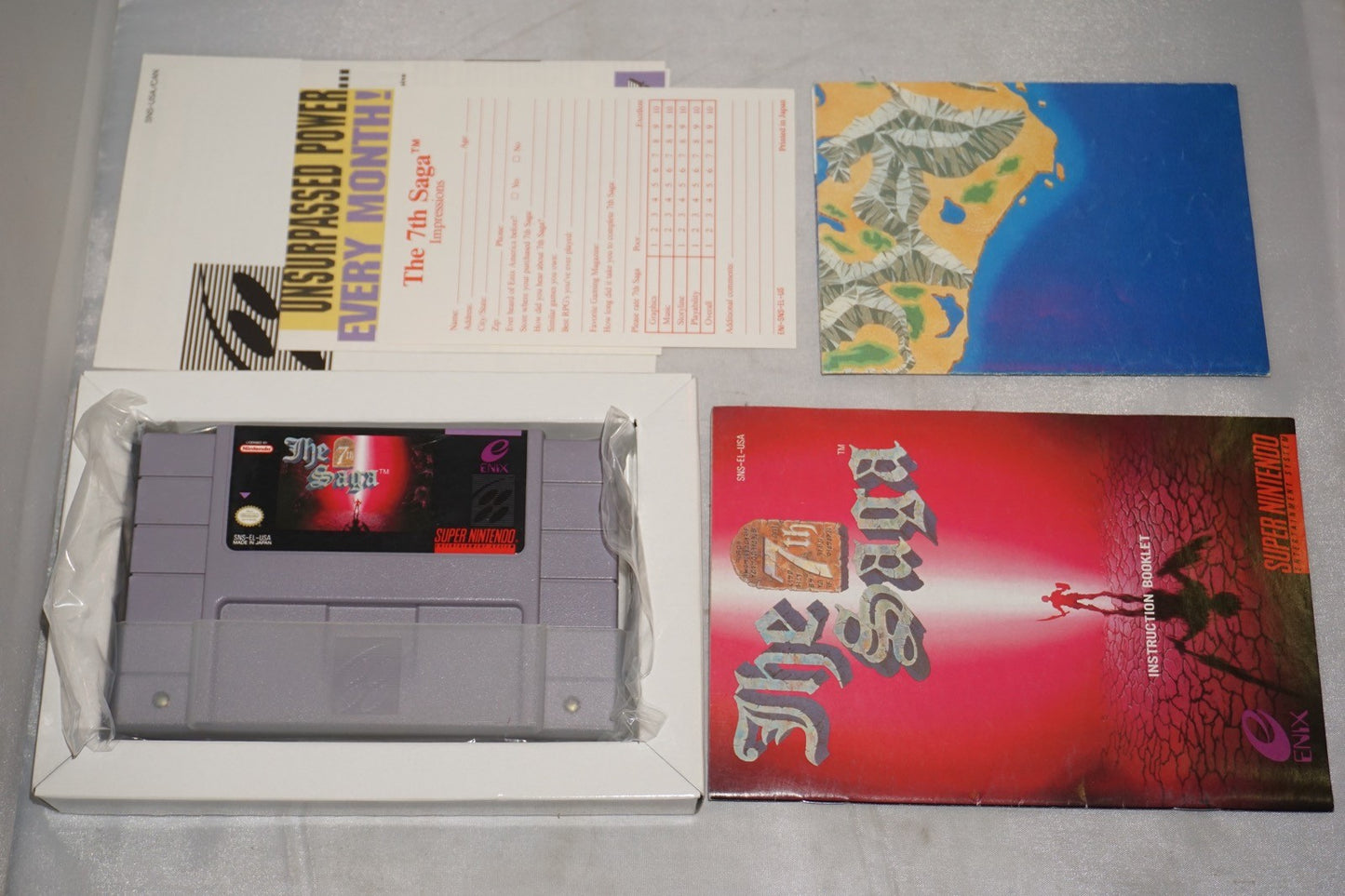7th Saga (Super Nintendo SNES) Complete in Box w/ Map & Reg Card CIB