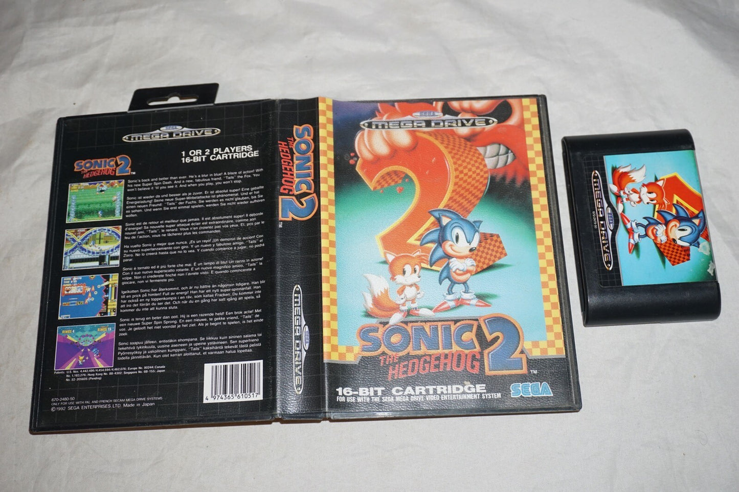 Sonic The Hedgehog 2 (Sega Mega Drive Genesis) w/ Case PAL Import