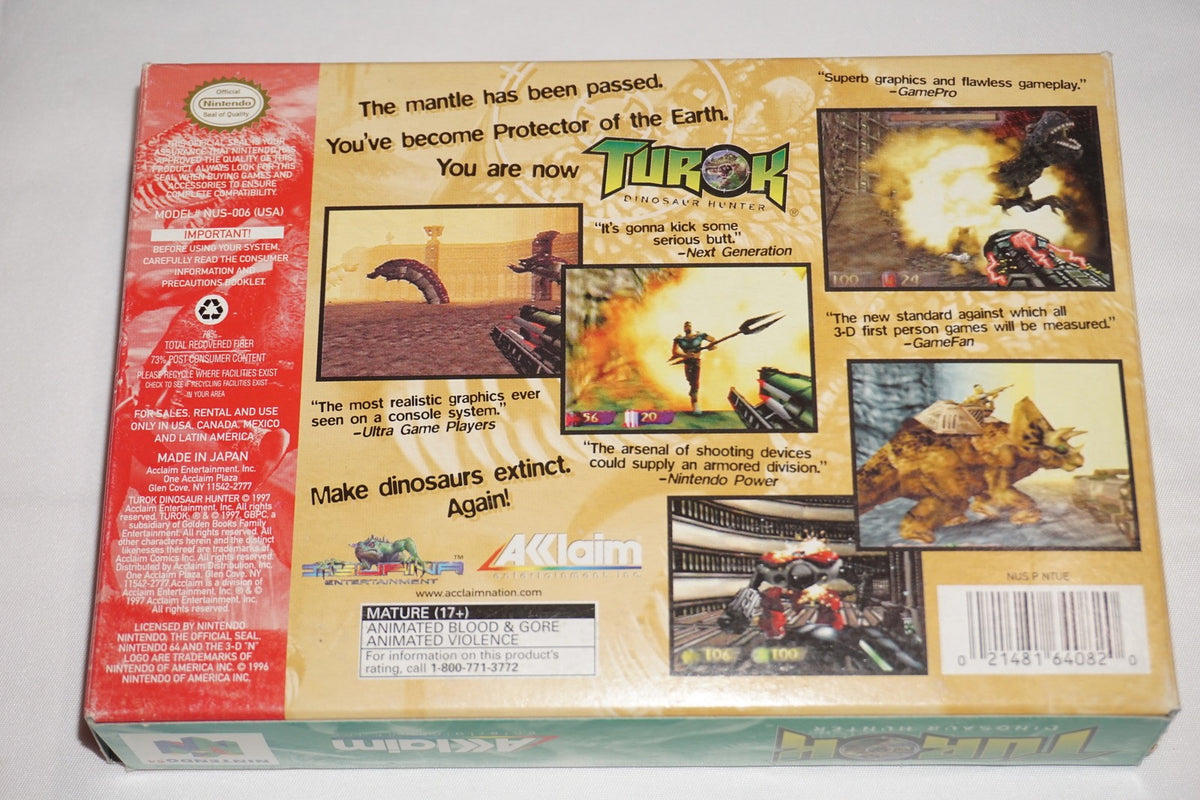 Turok Dinosaur Hunter (Nintendo 64 N64) Complete in Box w/ Reg Card CIB
