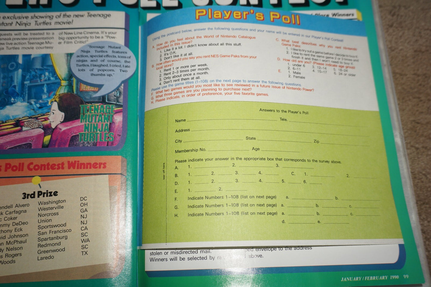 January/February 1990 Batman Nintendo Power Magazine #1 Poster