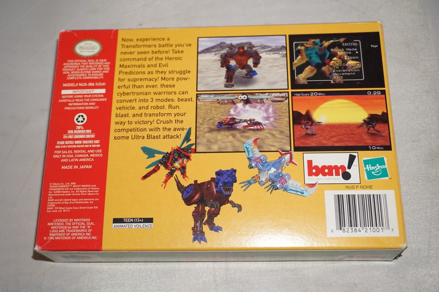 Transformers Beast Wars Transmetals (Nintendo 64 N64) with Box No Manual