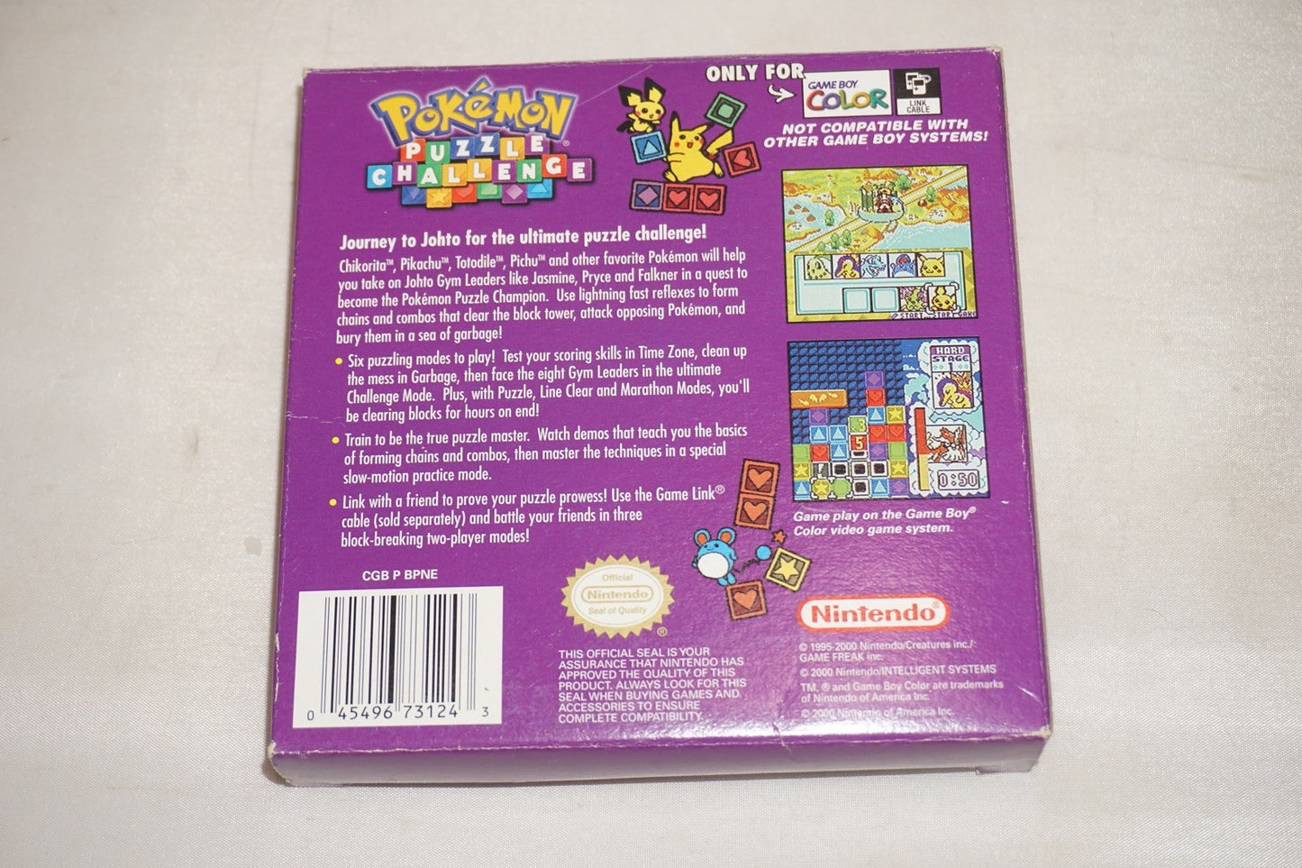 Pokemon Puzzle Challenge (Gameboy Color Game Boy GB) Complete CIB Authentic