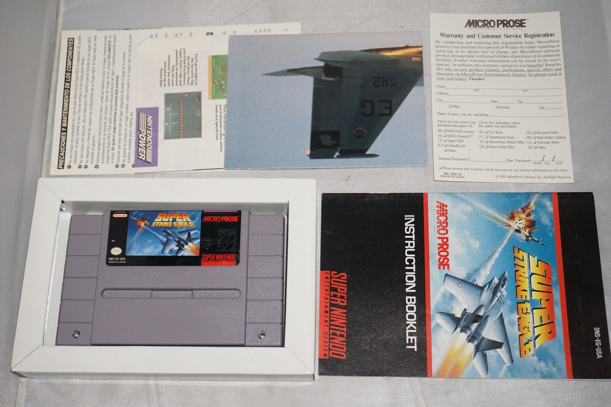 Super Strike Eagle (Super Nintendo SNES) Complete in Box w/ Reg Card Poster CIB