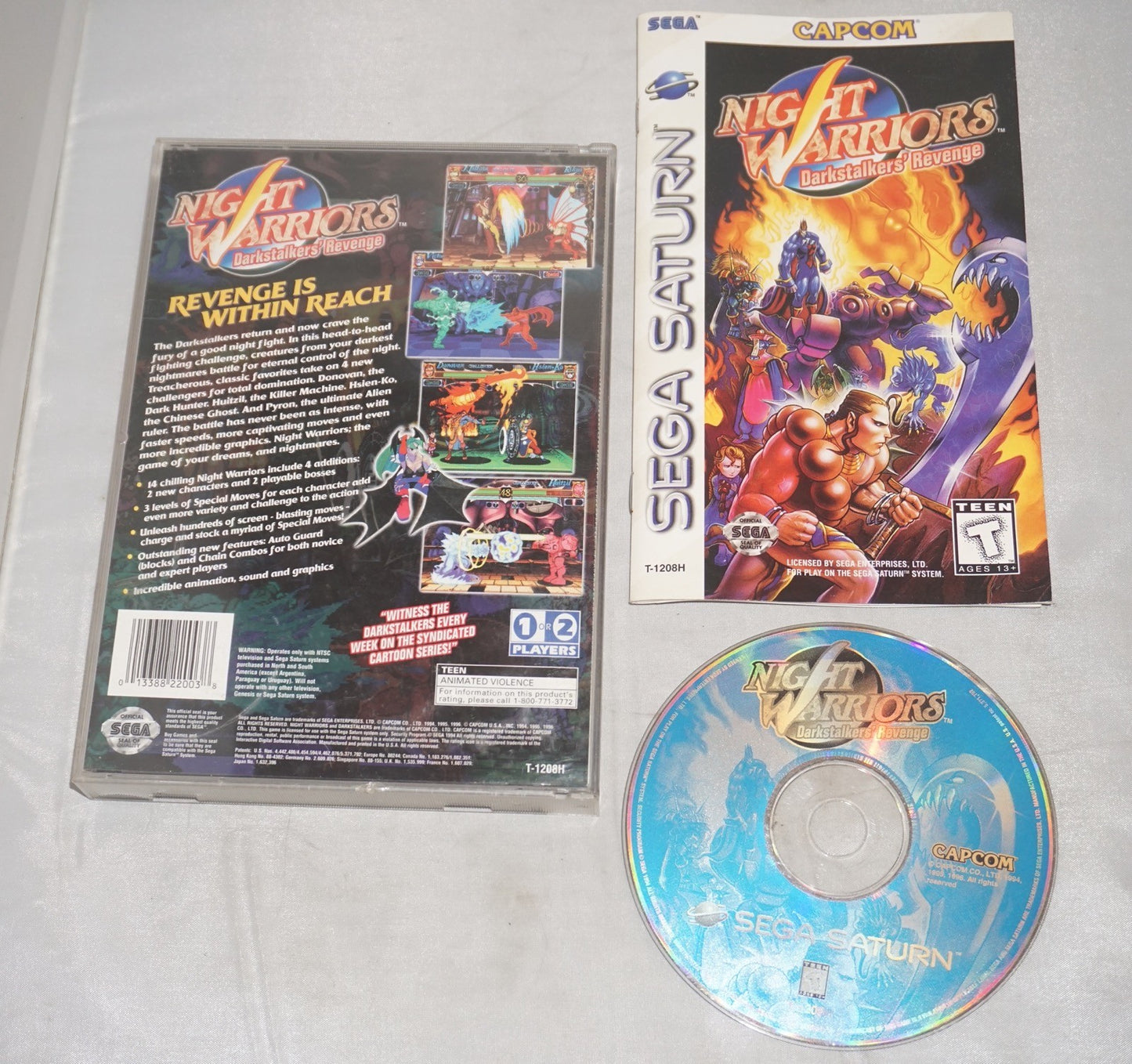 Night Warriors: Darkstalkers' Revenge (Sega Saturn) Complete w/ Reg Card