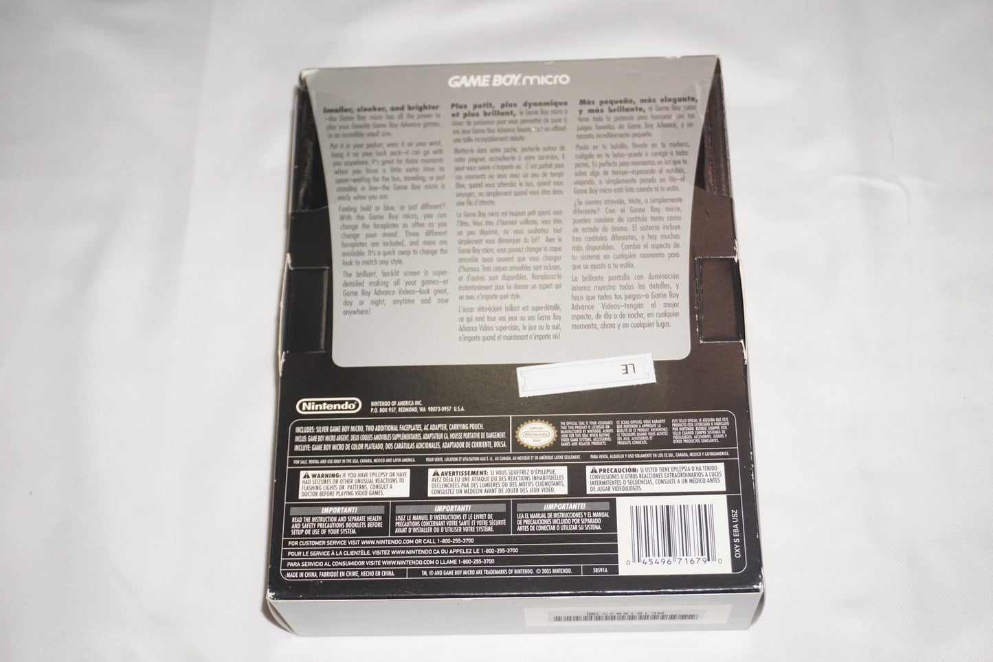Silver Nintendo Game Boy Micro Gameboy NEW Sealed  w/ 2 Faceplates Platinum
