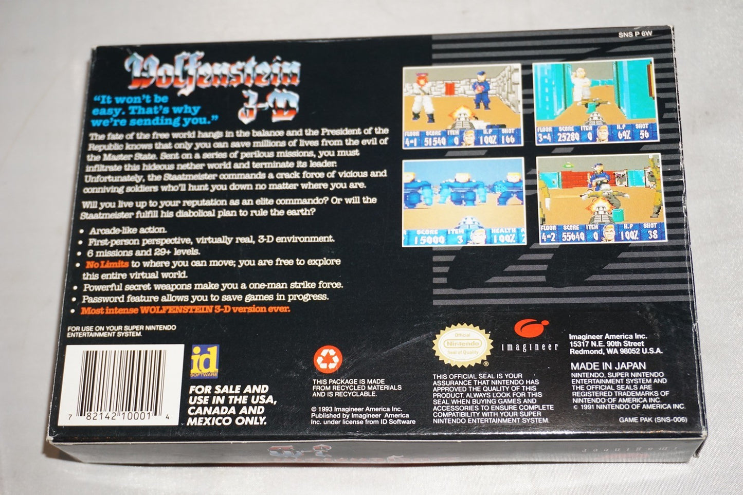 Wolfenstein 3d (Super Nintendo SNES) Complete in Box CIB