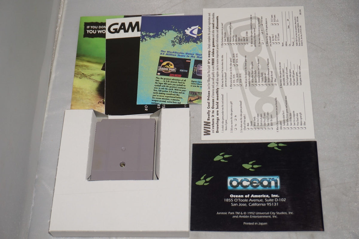 Jurassic Park (Nintendo Gameboy Game Boy GB) Complete w/ Reg Card CIB