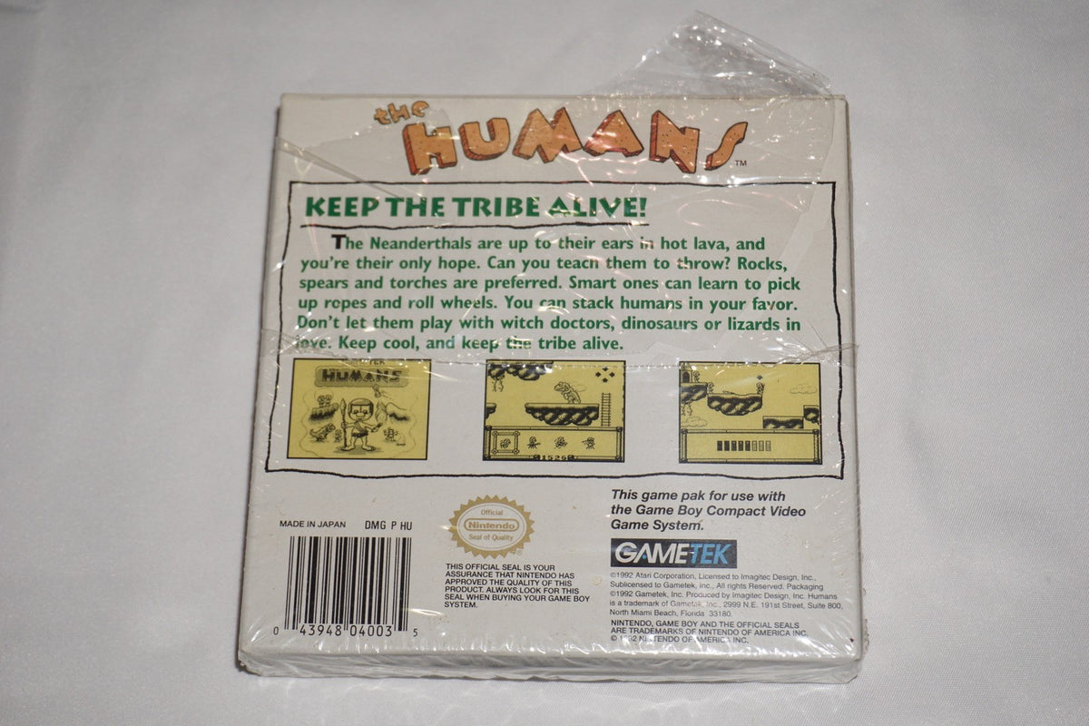 Humans (Nintendo Game Boy) Complete in Box w/ Poster CIB