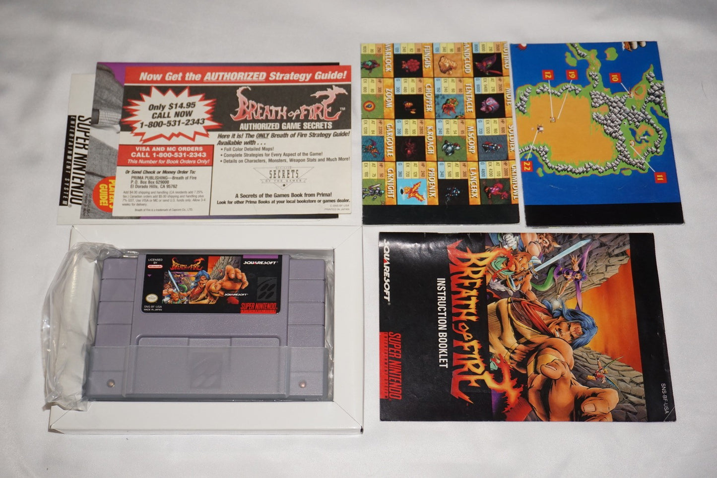 Breath of Fire 1 (Super Nintendo SNES) Complete in Box w/ Reg Charts CIB