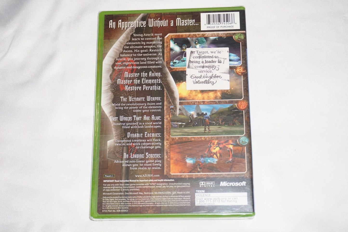 Azurik: Rise of Perathia (Microsoft Xbox) NEW Sealed