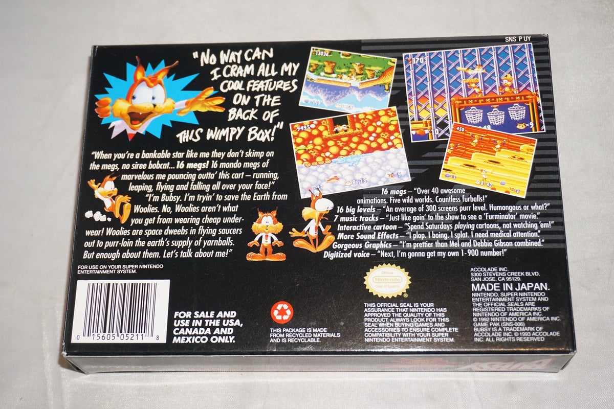 Bubsy 1 (Super Nintendo SNES) Complete in Box CIB