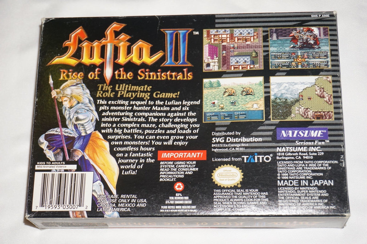 Lufia II Rise Sinistrals 2 (Super Nintendo SNES) Complete in Box CIB