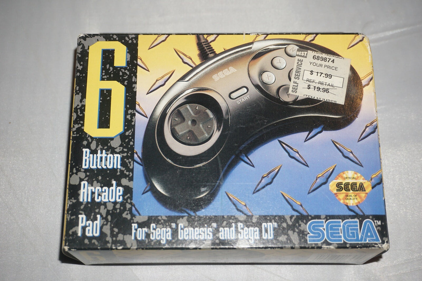 6 Button Arcade Pad Controller (Sega Genesis CD) Complete CIB Official OEM