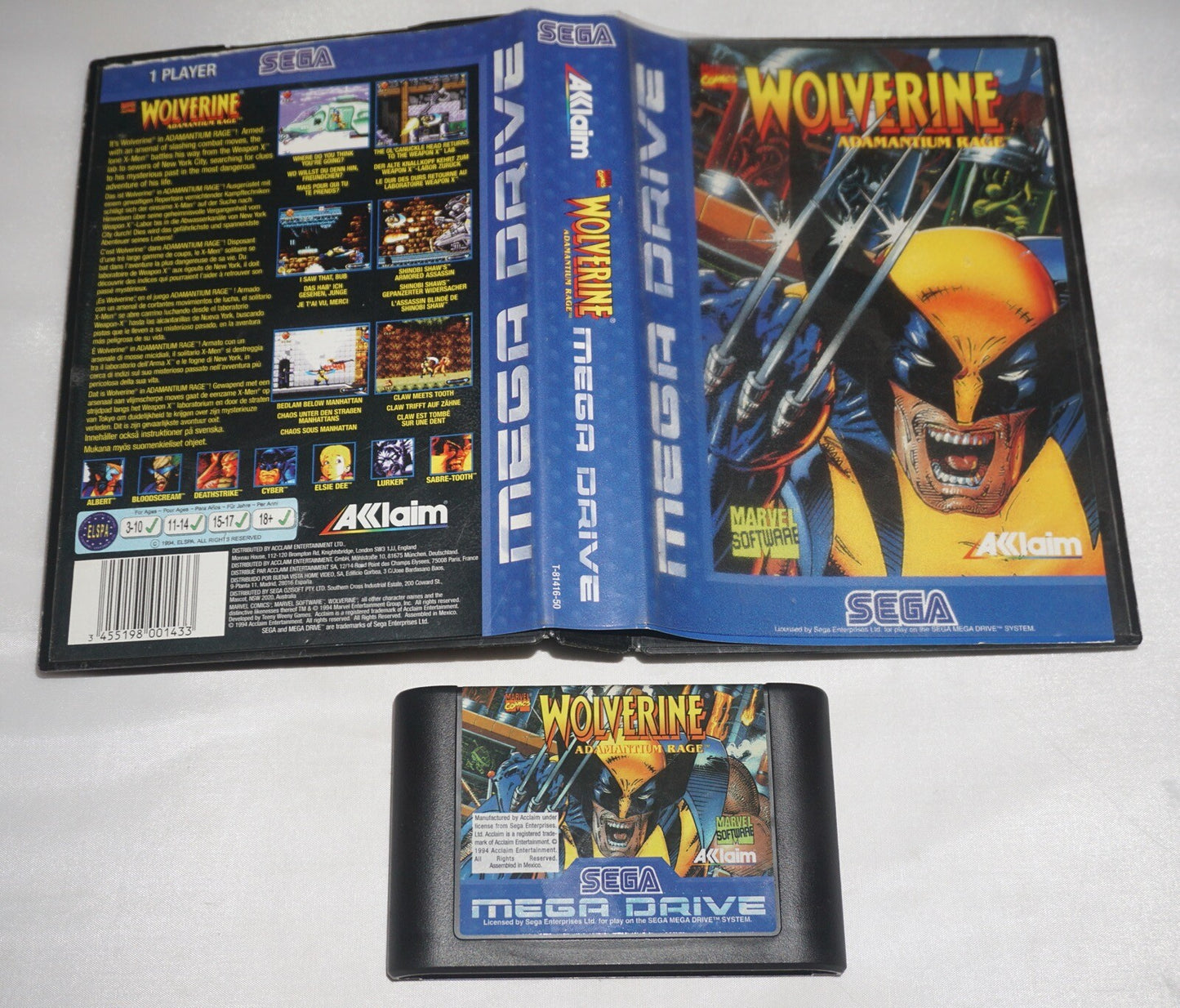 Wolverine Adamantium Rage (Sega Mega Drive Genesis) w/ Case Import