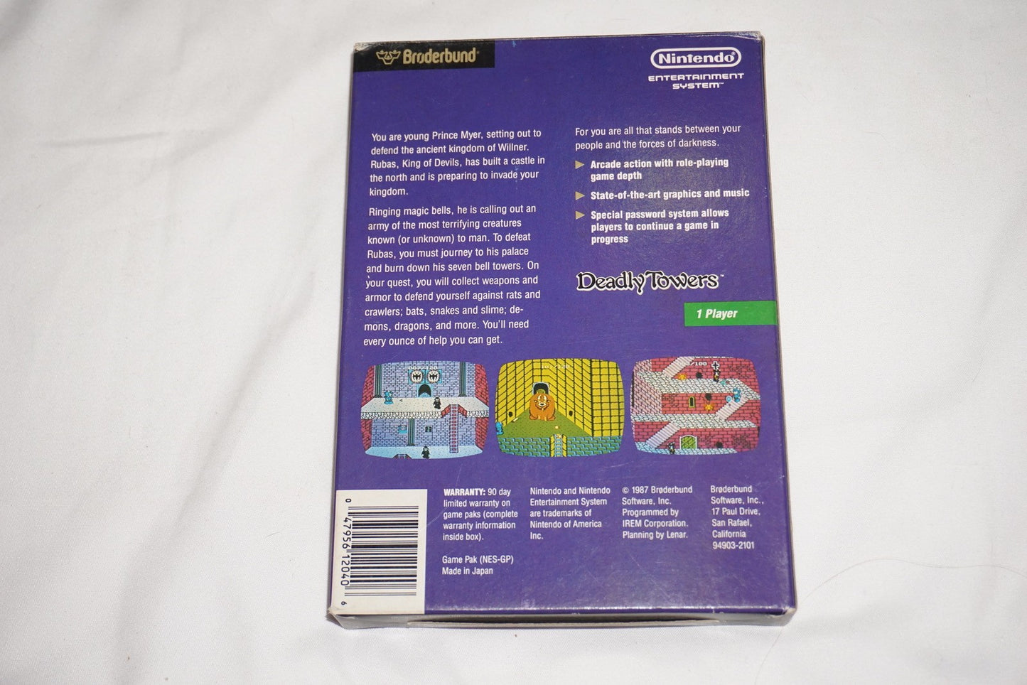 Deadly Towers (Nintendo NES) Complete in Box CIB