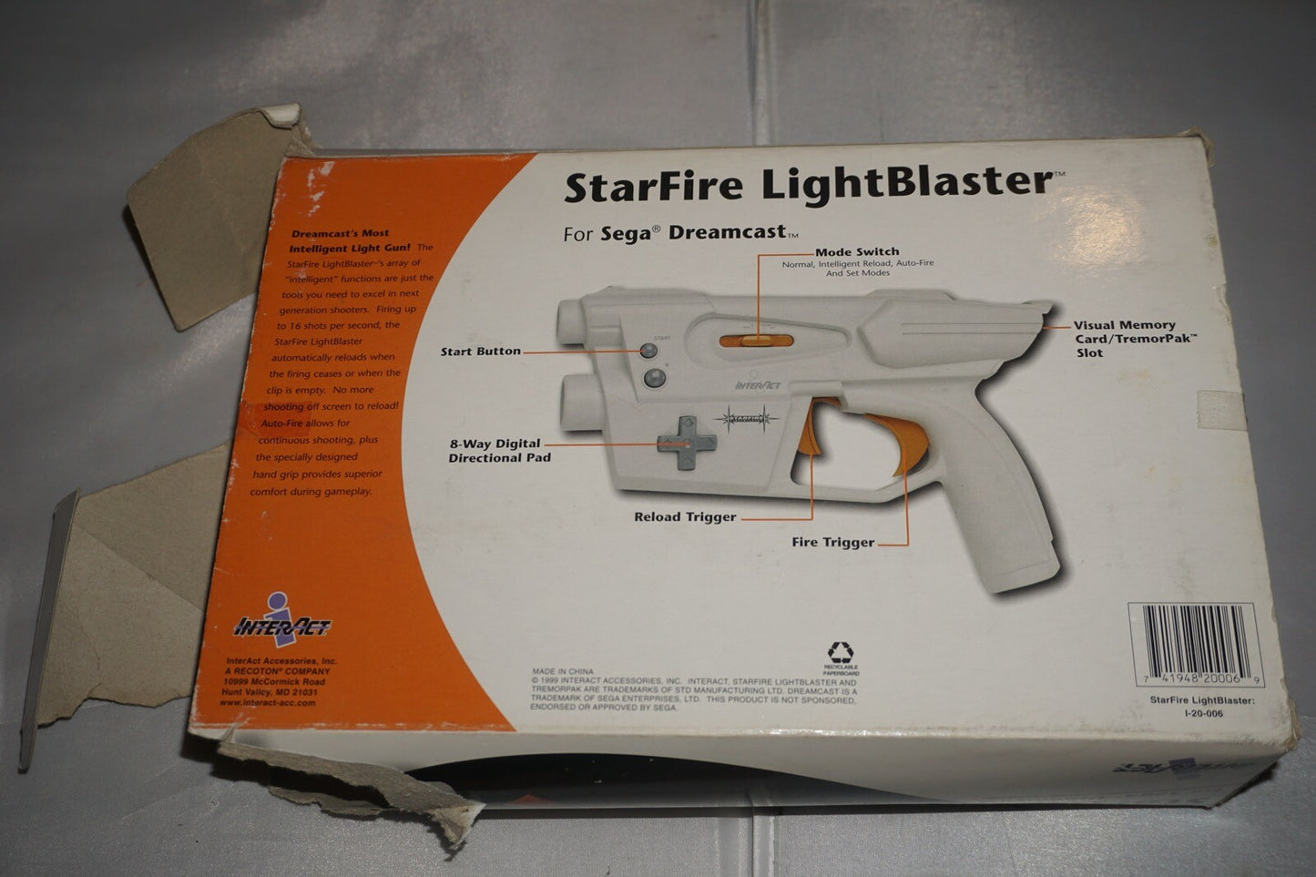 Interact Starfire Lightblaster Gun (Sega Dreamcast) Complete in Box CIB