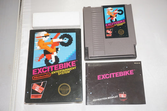 Excitebike HANGTAB Rev A (Nintendo NES) Complete in Box CIB #1