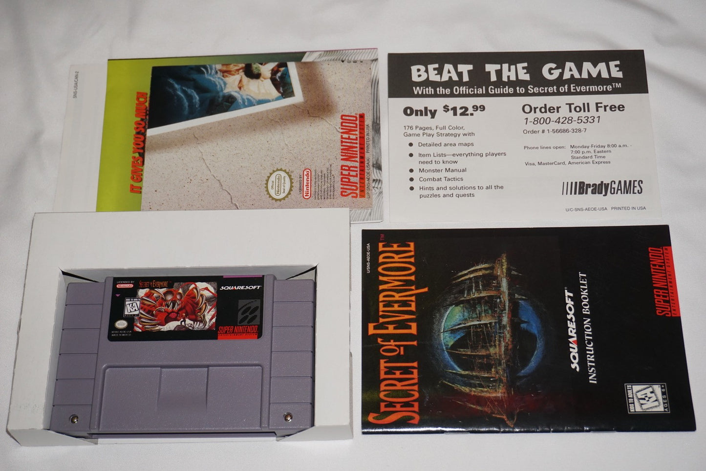 Secret of Evermore (Super Nintendo SNES) Complete in Box w/ Reg & Chart CIB