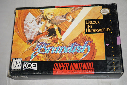 Brandish (Super Nintendo SNES) Complete in Box w/ Poster Reg Card CIB