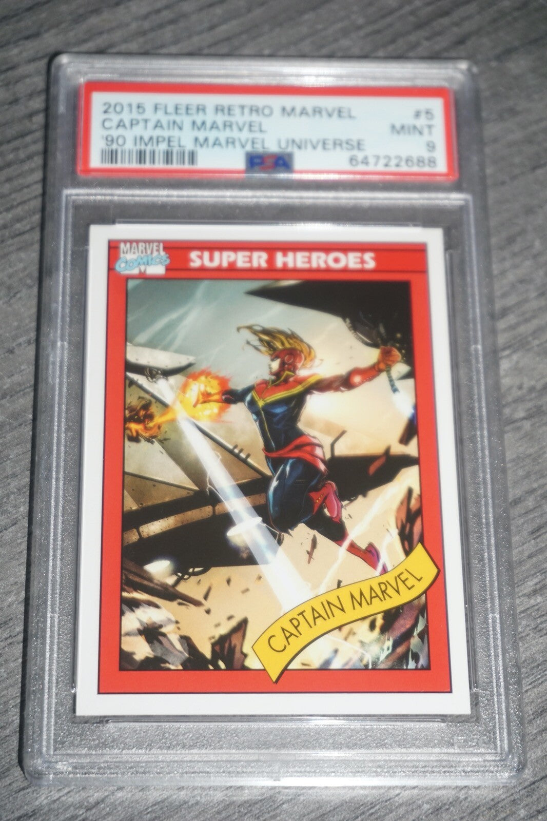 Captain Marvel #5 2015 Fleer Retro Marvel 90 Impel Universe Mint Psa 9