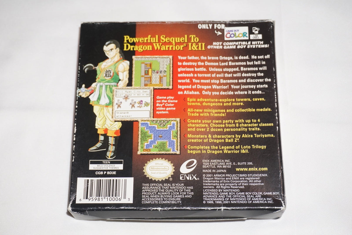 Dragon Warrior III 3 (Gameboy Color Game Boy GB) Complete w/ Reg Poster CIB
