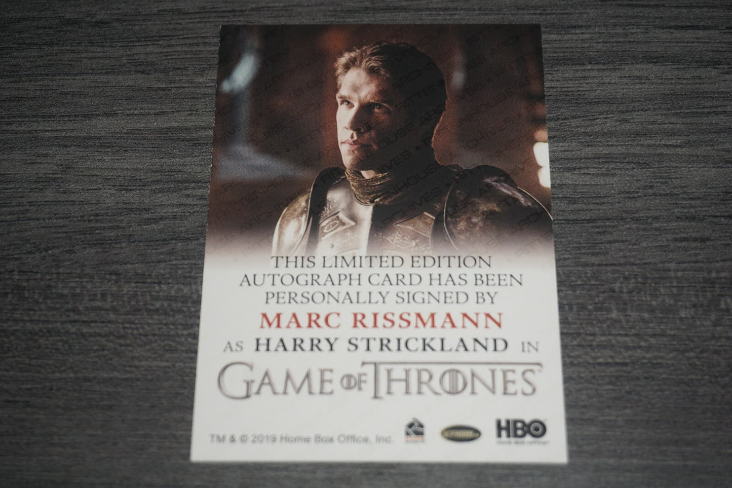 Marc Rissman Harry Strickland Autograph Game of Thrones Full Bleed Seaon 8